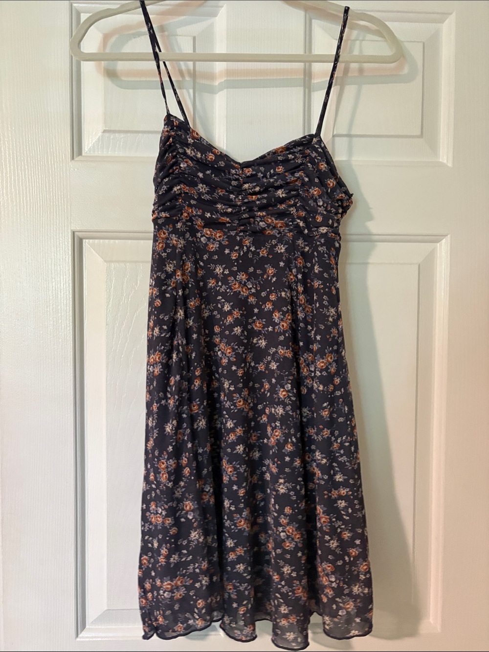 Navy floral spaghetti straps mini dress